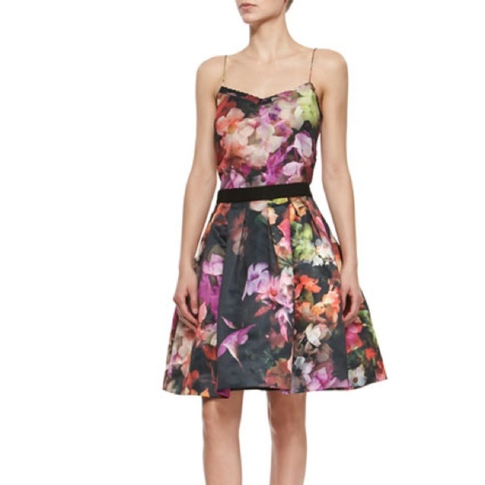 Ted Baker London Cascading Pleated Floral Full Skirt